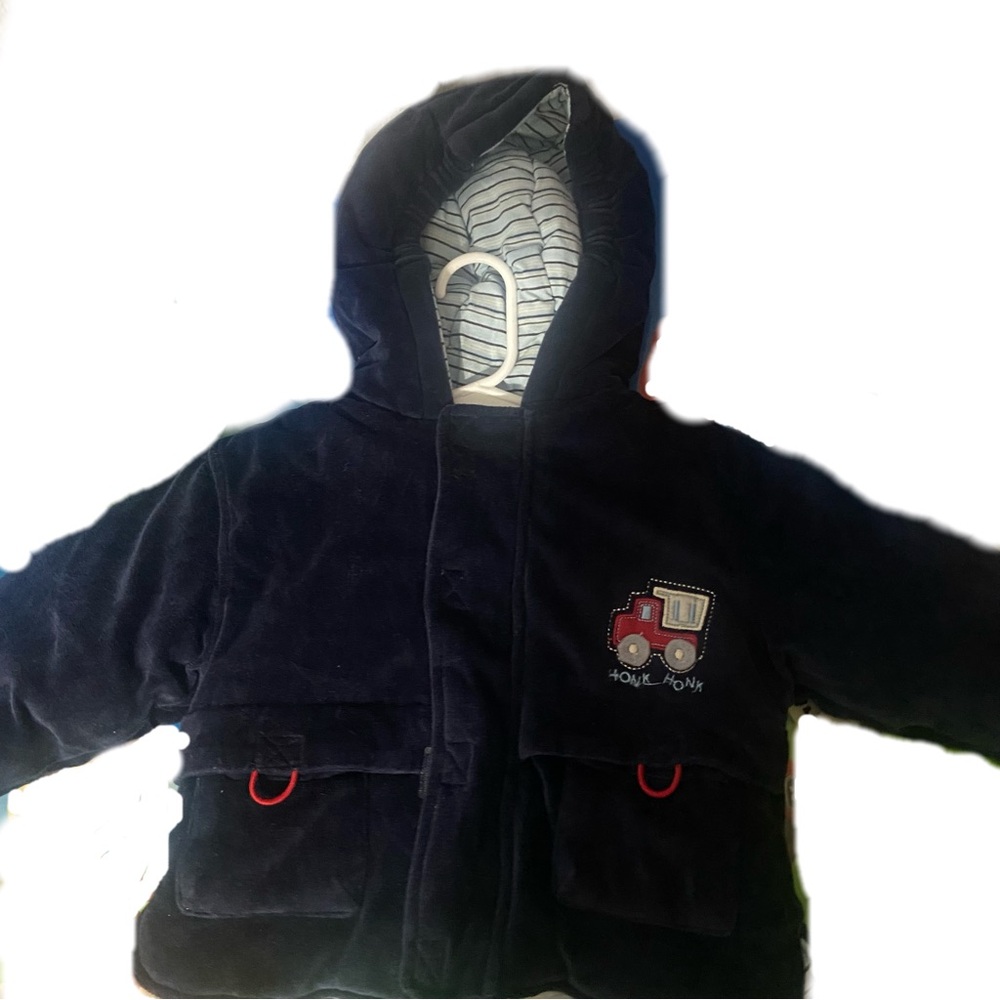 Carter's Dark Blue Puffer Jacket with Red Details